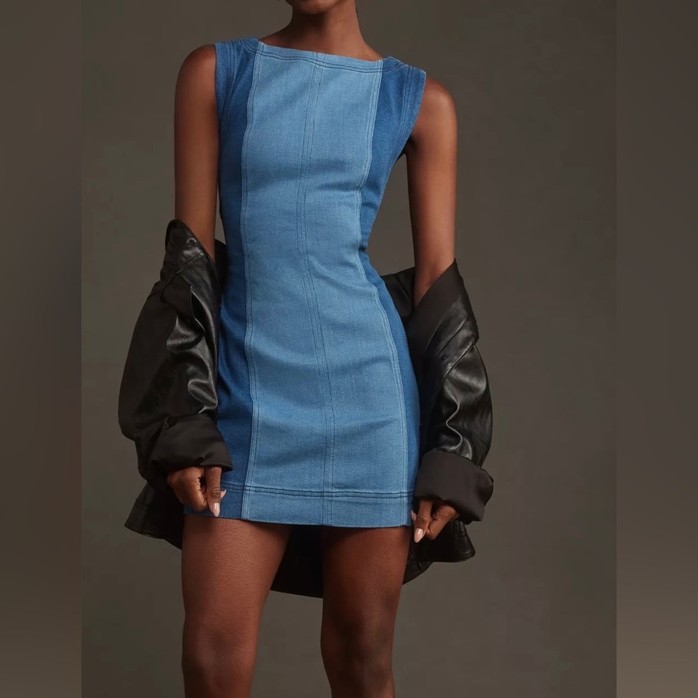 Anthropologie two toned denim mini dress